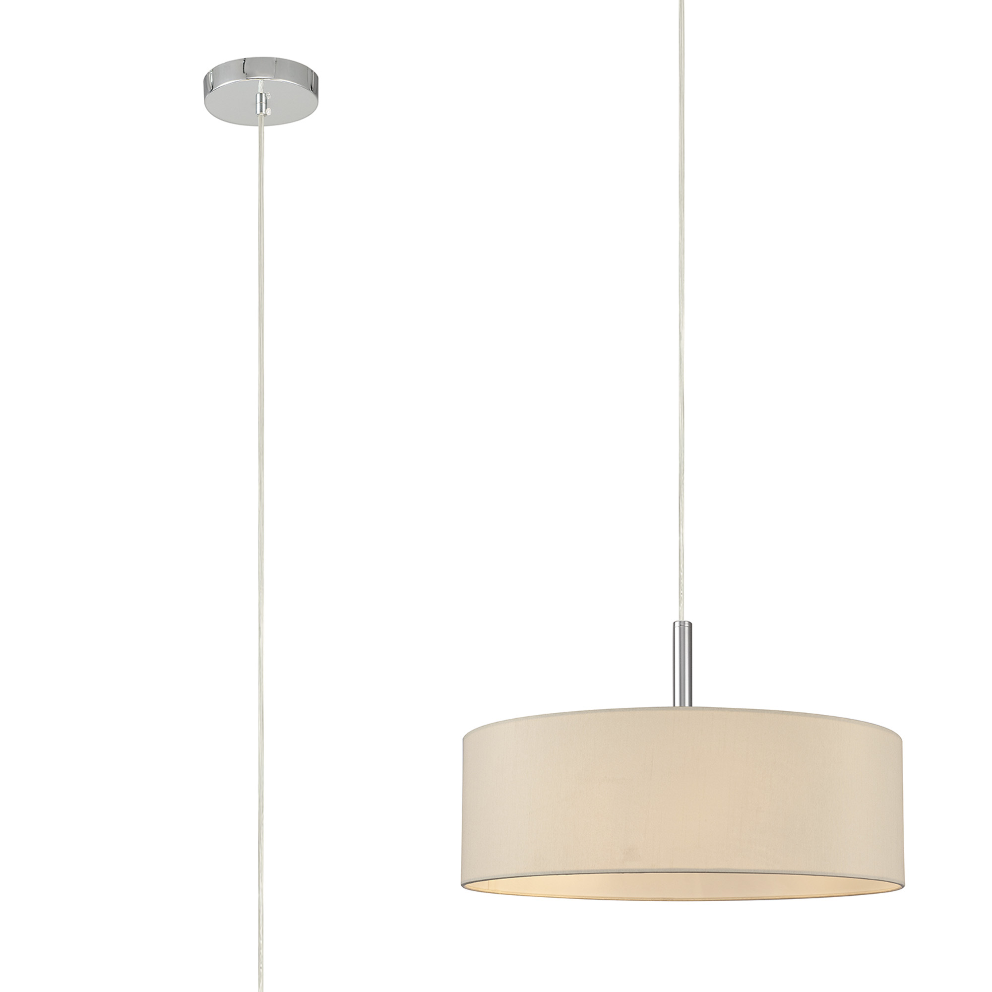 DK0728  Baymont 45cm 5 Light Pendant Polished Chrome, Ivory Pearl/White